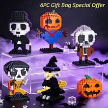 Creative Micro-Particle Mini Halloween Theme Toy Building Blocks Series, ABS Material, Children's Building Block Toy Set, Soft Building Mat. Gift For Kids/Guests. Includes 6pcs Value Pack. DIY Educational Puzzle Assembly Handmade Toy, Halloween Gift. - Multicolor - View 16