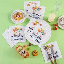 20/60/80pcs Mahjong Theme Girl Style Disposable Paper Napkins, 2-Ply Cocktail Glass Print Decorative Napkins, Bachelorette Party Gathering Table Decor, Women's Dining Napkins - Wine Glass Mahjong Paper Napkins - View 1