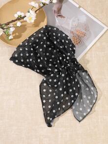 2/1pc French Vintage Polka Dot Mesh Triangle Headscarf, Lightweight Breathable Semi-Elastic Hair Wrap For Women, Suitable For City Street Photography, Vacation Travel, Atmospheric Hair Accessory - Multicolor - View 10