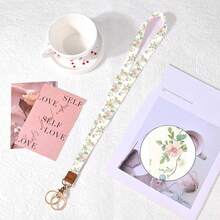 Key Lanyard, Long Neck With Metal Hook, Can Be Used To Hang ID Cards, Cute Lanyard Keychain - Spring Wildflowers - View 6