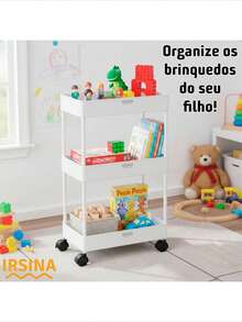 Carrinho Organizador Estreito 3 Andares Multiuso com Rodinhas - IRSINA - Branco - Visão 3