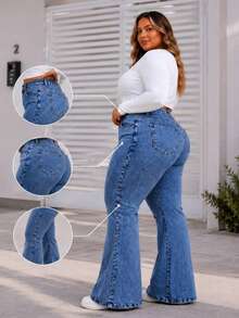 CALÇA JEANS FLARE MODELADORA  BOOTCUT - MARMORIZADA - Visão 1