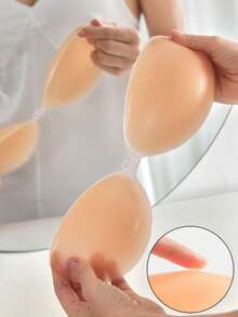 2pcs Silicone Invisible Bra, Women Super Sticky Silicone Invisible Bra, Bridal Bra, Reusable Summer Bra For Dress, Camisole - Apricot - View 4