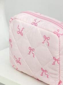 1件裝粉色蝴蝶結圖案女用衛生棉收納袋/化妝包，波希米亞風 - 查看 3