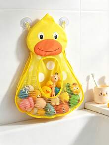 13.78" X 18.9" Bathroom Toy Storage Bag, Cute Cartoon Style Wall-Mounted Toy Storage Mesh Bag, Bathroom Toiletry Storage Mesh Bag, Waterproof And Drainable, With Suction Cup For Firm Attachment - Multicolor - View 13