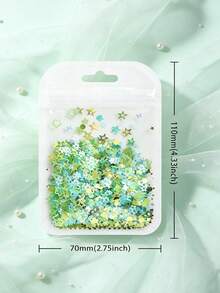5g Glitter Kuku Campuran Warna Hijau Mint, Glitter Berbentuk Bintang, Bunga, dan Kelinci Tidak Beraturan, Stiker Dekorasi Kuku, Bahan Kuku Tempel DIY - Mint Green - View 8