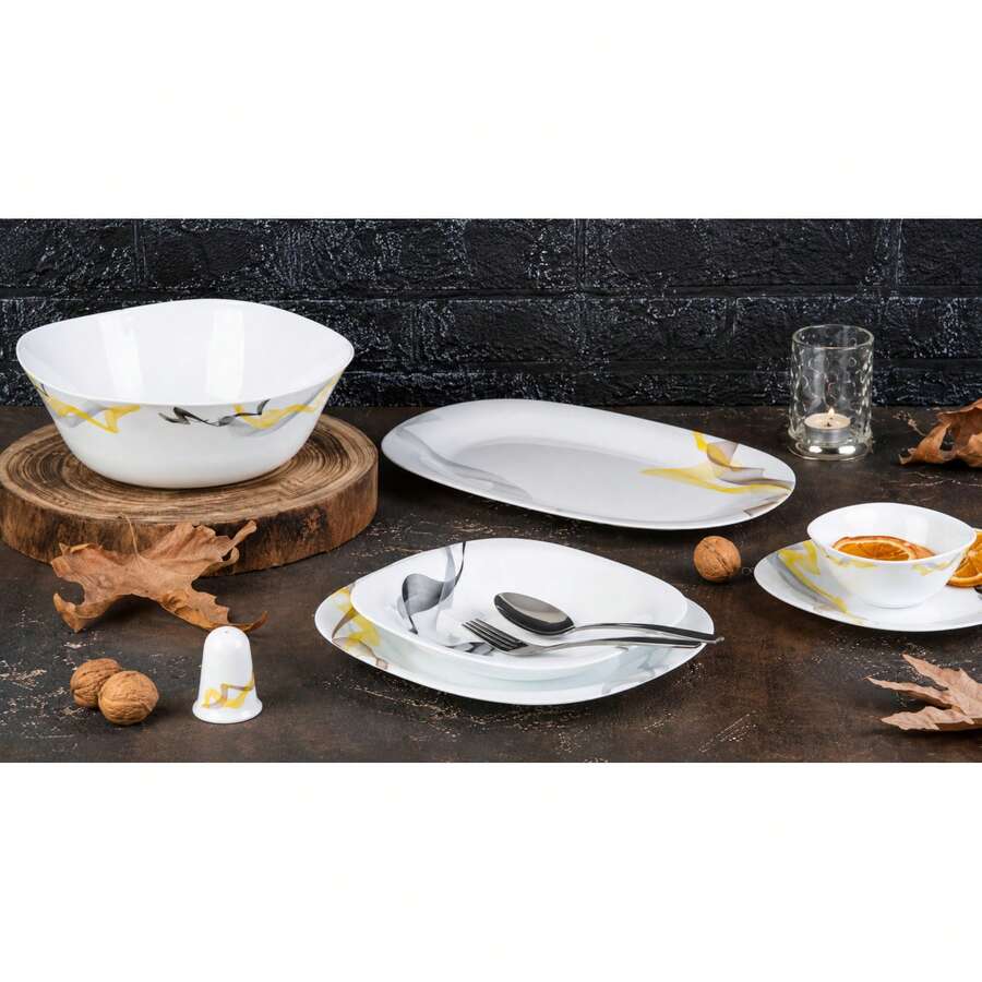 28-Pieces Opal Ribbon Dinner Set For 6 (Plates & Bowls) - Multicolor - View 1
