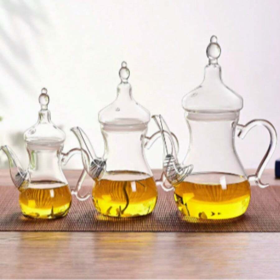 1件 1000ml 手工玻璃茶壺 玻璃咖啡壺 耐直火加熱 燈形壺 大容量 花茶用 美麗下午茶壺 居家廚房收納用品 - 白色 - 查看 1
