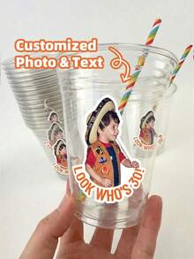 Custom Face Stickers Party Favors - Personalized Cup And Cookie Sticker Labels - Waterproof Vinyl Decals - Multicolor - View 2