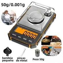KIT com 4 Mini Balanças Digitais de Alta Precisão Profissional, Medição Exata de 0,001g a 50g, Equipamento Compacto e Versátil para Cozinha, Padaria e Laboratório, sem bateria - cor laranja - Visão 2