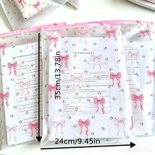 5pcs Cute Bow Design A4 File Bags, Student Test Paper Storage Bags, Waterproof Zipper Semi-Transparent Document Bags, Can Write And Mark Information - Pink - View 6