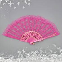 1pc D EXCEED Vintage Black Hand Fan Retro Handheld Folding Lace Fans For Women Foldable Halloween Cosplay Costume Dancing Show Tea Party - Black - View 9
