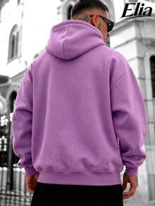 Blusa Moletom Streetwear Cultura Urbana Moda de Rua Hip Hop Skatista Blusa de Frio Unissex Masculino Feminino com Bolso e Capuz Algodão Lançamento Várias Cores!! - Lavanda - Visão 4