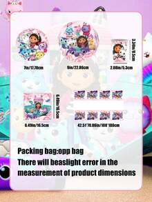 MASSDI 51pcs Gabby Cat Party Disposable Paper Tableware Bundle, Multiple Character Pattern Plates Cups & Napkins, Sturdy Disposable Dining Kit, Convenient Decor Accessories For Birthday Banquet, Indoor Theme Gathering Setup - Multiple Styles - View 3