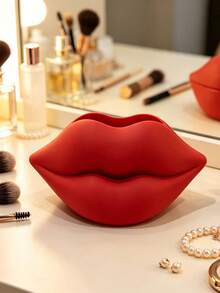3D Printed Lip-Shaped Makeup Brush Holder, Sexy Lip Sculpture Decorative Storage Box, Romantic Valentine's Day Gift, Vanity Art Decor - Multicolor - View 7