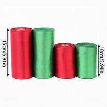 Classic Christmas Red Green Width Satin Ribbon Party Banner Making 5Meters/Roll 10cm Width Satin Ribbon Wedding Chair Car Party Decoration Handmade Sewing DIY Accessories - 10cm-5m - View 4