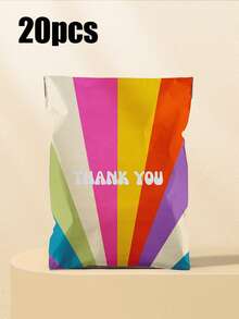 Colorful Printed "Thank You" Text Courier Bags, Waterproof Thickened Colorful Printed Courier Packaging Bags, Tear-Resistant Mailing Envelopes, Suitable For Clothing, Suitable For Small Businesses, Wedding Gifts, Party Fillers - Multicolor - View 11