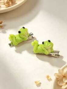 2pcs Cute Cartoon Frog Hair Clips, Funny Hair Accessories, Suitable For Daily Use, Gift Choice - Multicolor - View 11