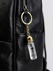 Mini Holy Water Bottle Keychain,Cross-Print Glass Baptismal Flask,Portable Religious Keychain Pendant,Car Key Fob Accessories,Bag Charms, Gifts. - Multicolor - View 6