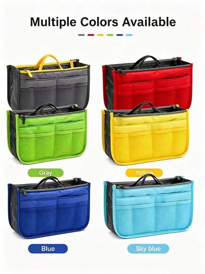 Large Capacity Bag-In-Bag Organizer, Multi-Compartment Mesh Pocket Design, Convenient Zippered Handheld Storage Bag. Can Store Makeup, Personal Digital Accessories, Bathroom Toiletries, Kitchen Small Items, Easily Organize Various Objects. Can Be Placed Directly Into Large Bags, Supports Folding Storage Without Taking Up Space, Multiple Colors Available, Multiple Pockets For Categorized Storage, Suitable For Home And Travel Organization.