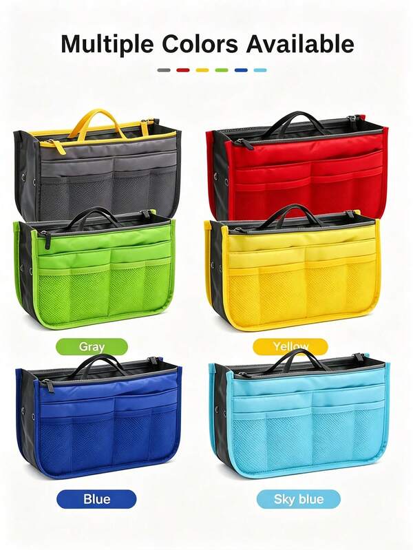 Large Capacity Bag-In-Bag Organizer, Multi-Compartment Mesh Pocket Design, Convenient Zippered Handheld Storage Bag. Can Store Makeup, Personal Digital Accessories, Bathroom Toiletries, Kitchen Small Items, Easily Organize Various Objects. Can Be Placed Directly Into Large Bags, Supports Folding Storage Without Taking Up Space, Multiple Colors Available, Multiple Pockets For Categorized Storage, Suitable For Home And Travel Organization.