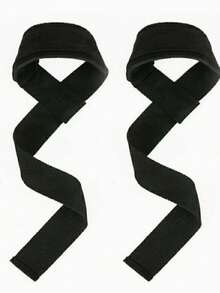 1pair Wrist Wraps, Adjustable Weight Lifting Straps With Comfortable Grip Design, Workout Support Accessories For Pull Up, Deadlift, Gym Training & Fitness Lifestyle - Black - View 1
