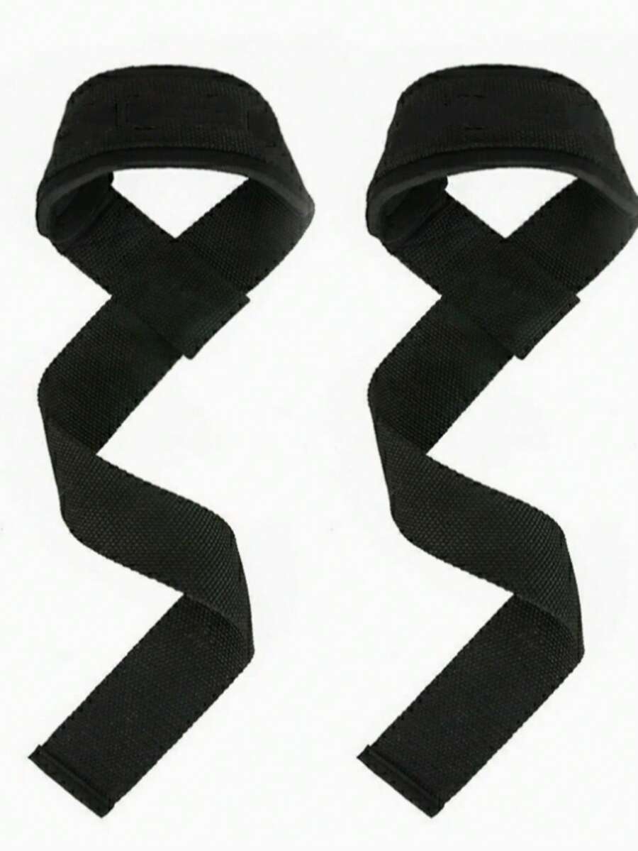 1pair Wrist Wraps, Adjustable Weight Lifting Straps With Comfortable Grip Design, Workout Support Accessories For Pull Up, Deadlift, Gym Training & Fitness Lifestyle - Black - View 1