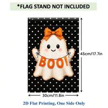 1pc 2D Printed Garden Flag, Happy Cute Ghost Polyester Garden Flag, Single-Sided Print, Outdoor Holiday Decoration, Suitable For Home And Yard, 11.8 X 17.7 Inches, Flag Pole Not Included - A - View 3