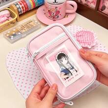 1pc Light Blue Polka Dot Zipper Pencil Case - Soft Fabric Stationery Bag For School, Travel And Daily Use - Cute Korean Style Storage Bag - Single Piece - View 9