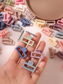 10/30/50pcs Multi-Color Small Square Hair Clips, Side Bangs & Loose Hair Fixing Claw Clips, Minimalist Casual Versatile Hair Accessories For Women (Random Color) - Multicolor - View 6
