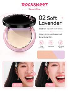 ROCK SWEET Dual-Tone Setting Powder - Sets Makeup, Controls Oil, Retouches, Conceals, Lightweight Loose Powder, Contours, Long-Lasting Makeup Effect (Perfect Gift) - Matt Purple - View 2