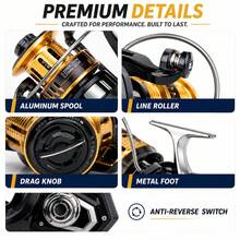 HASIDA HISTAR FB Full Metal Spinning Reel 10000 Zero Gap Design Saltwater Corrosion Resistant Long Cast Surf Reel Suitable For Sea Rod Anchor Fishing Offshore Saltwater Fishing - Black - View 4