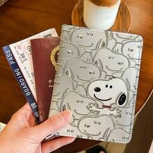 حامل جواز سفر كرتوني Snoopy، منظم مستندات سفر متعدد الأقسام، حامل بطاقات محمول متعدد الوظائف مع فتحات للنقود والبطاقات البنكية - متعدد الألوان - مشاهدة 1