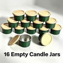 HIZTGHC 9/16pcs Empty Candle Tins With Wood Grain Lid, Matte Dark Green Mini Candle Tins, 2.56"*1.54"(6.5*3.9cm) Metal Candle Containers, Suitable For DIY Candle Making, Aromatherapy, Storage - Multiple Styles - View 11