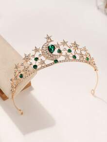 1pc Women's Fashion Princess Crown Sweet Rhinestone Birthday Hair Accessory Headband - 44013 Green - View 4