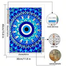5D Diamond Painting Kit Evil Eye Mandala Wall Art DIY Round Diamond Painting Handmade, Sparkling Crystal Diamond Mosaic Design, Handmade Gemstone Sticker Home Decor, Suitable For Living Room Bedroom Wall Decoration, Mysterious Guardian Style Art Ornament, Creative Holiday Gift For Female Friends And Family - Sets - View 7