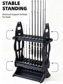 Floor Standing Fishing Rod Rack, Holds 16 Fishing Poles, Portable Fishing Rod Storage Holder, Multifunctional Organizer For Fishing Rods, Trekking Poles, Ski Poles, Garage & Indoor Fishing Gear Storage, Color Shipped At Random - Random Color - View 5