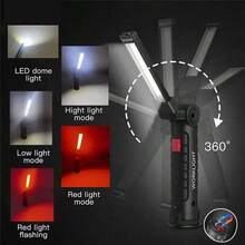 1/3PCS COB LED Handheld Work Light USB Rechargeable Dimmable Flashlight Inspection Lamp With Magnet & Hook - Multicolor - View 6