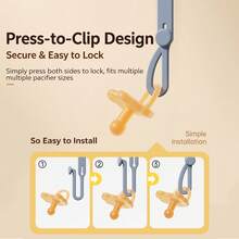 Kẹp núm vú giả silicone đa năng, dây đeo giữ núm vú giả điều chỉnh được cho núm vú giả, đồ gặm nướu và đồ chơi cho bé - Nhiều màu - Xem 3