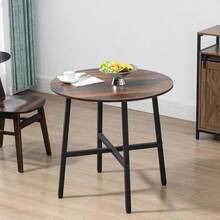 Dining Table, Kitchen Table For 4 People, Living Room Table For Dining Room, Kitchen, Steel, Brown, 80 X 80 X 76 Cm - Brown - View 9