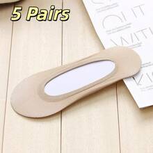 5/20/30 Pairs Women's Invisible Socks, High Elasticity Thin Mesh Silicone Non-Slip Silky Boat Socks - Apricot - View 7