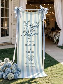 Personalized Wedding Name Banner Custom Text Sheer Ruffle Fabric Sign Bridal Shower Entrance Welcome Decoration, Boho Wedding - Multicolor - View 3