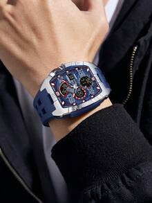 SANDA. SANDA Barrel-Shaped Sports Watch, Multifunction Casual Electronic Watch, Waterproof, Dual Display, Luminous, Alarm, Men's Watch - one-size - View 7