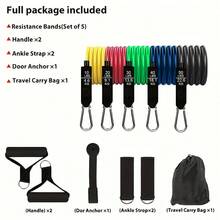 11 Colors TPE Anti-Drag Resistance Band Set, Includes Door Anchor, Handles, Carrying Bag, Ankle Straps, Suitable For Home Fitness, Gym, Yoga And Pilates, Suitable For Beginners - Multicolor - View 4