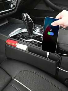 Car Seat Gap Filler Storage Box PU Leather Center Console Side Pocket Organizer Multi-Function Front Seat Gap Storage Box Can Store Phone, Wallet, Keys, Cards And Coins Car Interior Accessories (Black/Brown/Beige/Burgundy) - A - View 9