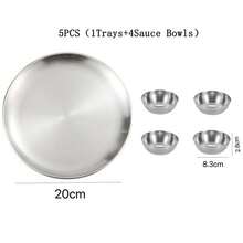 8pcs/6pcs/5pcs/1pc Stainless Steel Dipping Sauce Dish Set, Multi-Functional Round Tray With Small Bowls, Suitable For Sushi, Hot Pot, BBQ, Fried Chicken, Butter And Jam, Elegant Tableware For Dinner And Breakfast Butter Dish, Kitchen Gadget, Kitchen Essential, Suitable For Kitchen And Party Use. Christmas, Halloween, Thanksgiving Gift. - View 13