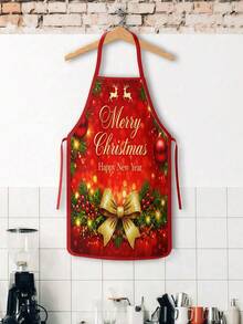 4PCS Christmas Mrs. Claus Apron Set, Funny Santa Costume Print Adjustable Waterproof Kitchen Apron, Holiday Cooking Apron Gift For Women - Multicolor - View 2