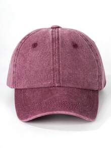 1pc Unisex Vintage Curved Brim Washed Baseball Cap, Solid Color Design, Simple Daily Versatile Item - Multicolor - View 4