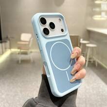 18 Pro Max 18 Pro Luxury Dual-Tone Matte Magnetic Silicone Phone Case, Fresh Summer Color, Supports Wireless Charging, Soft Silicone Protective Cover, Compatible With IPhone 18 17 16 15 14 13 12 11 Pro Max Plus Pro Models, Apple Phone Case, Phone Accessories - New Sky Blue - View 2