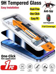 CASECOPS 1片 17 Pro Max 防窺鋼化玻璃螢幕保護貼 自動對位套件，9H 硬度防碎鋼化玻璃膜，超快速安裝，防塵設計，附安裝工具，耐刮損，全螢幕覆蓋保護，相容 iPhone 17 Pro Max/17 Pro/17 Air/17/16 Pro Max/16 Plus/15 Pro Max/14/13/12/11 系列，無氣泡無灰塵 - 1Pc - 查看 29